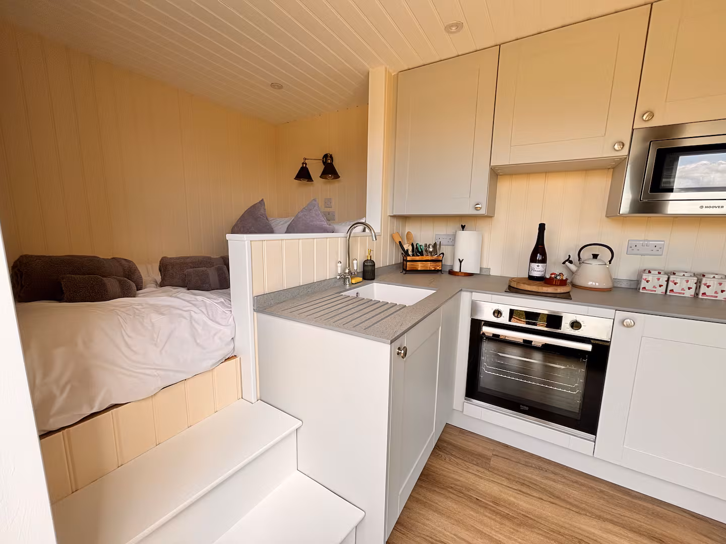 Shepherd hut kitchen interior – Derbyshire accommodation